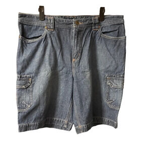 DULUTH TRADING CO MENS DENIM CARGO SHORTS
